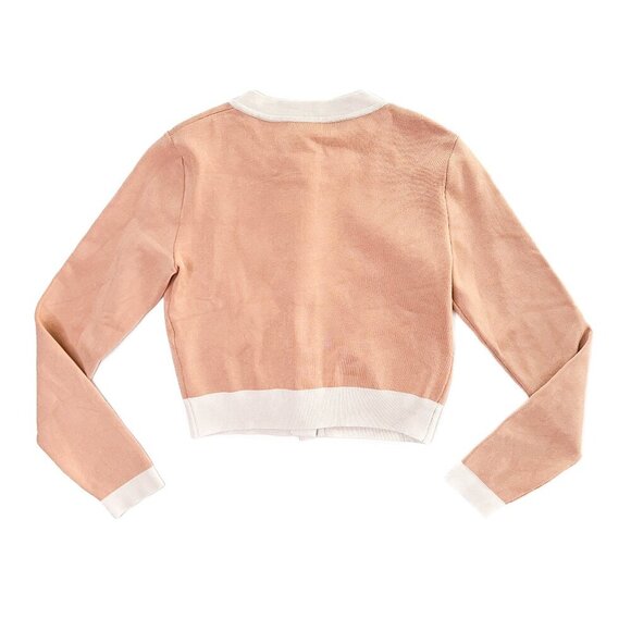 Babaton Legacy Cardigan Crew-Neck Structured Knit Pearl Dome Buttons - Size 2XS - Picture 3 of 5